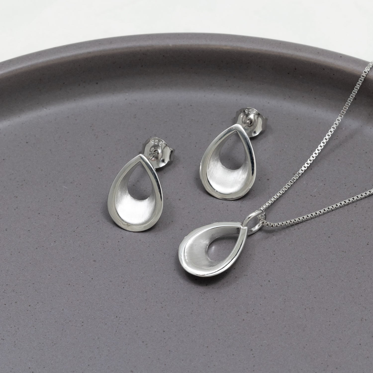 Silver Teardrop Studs