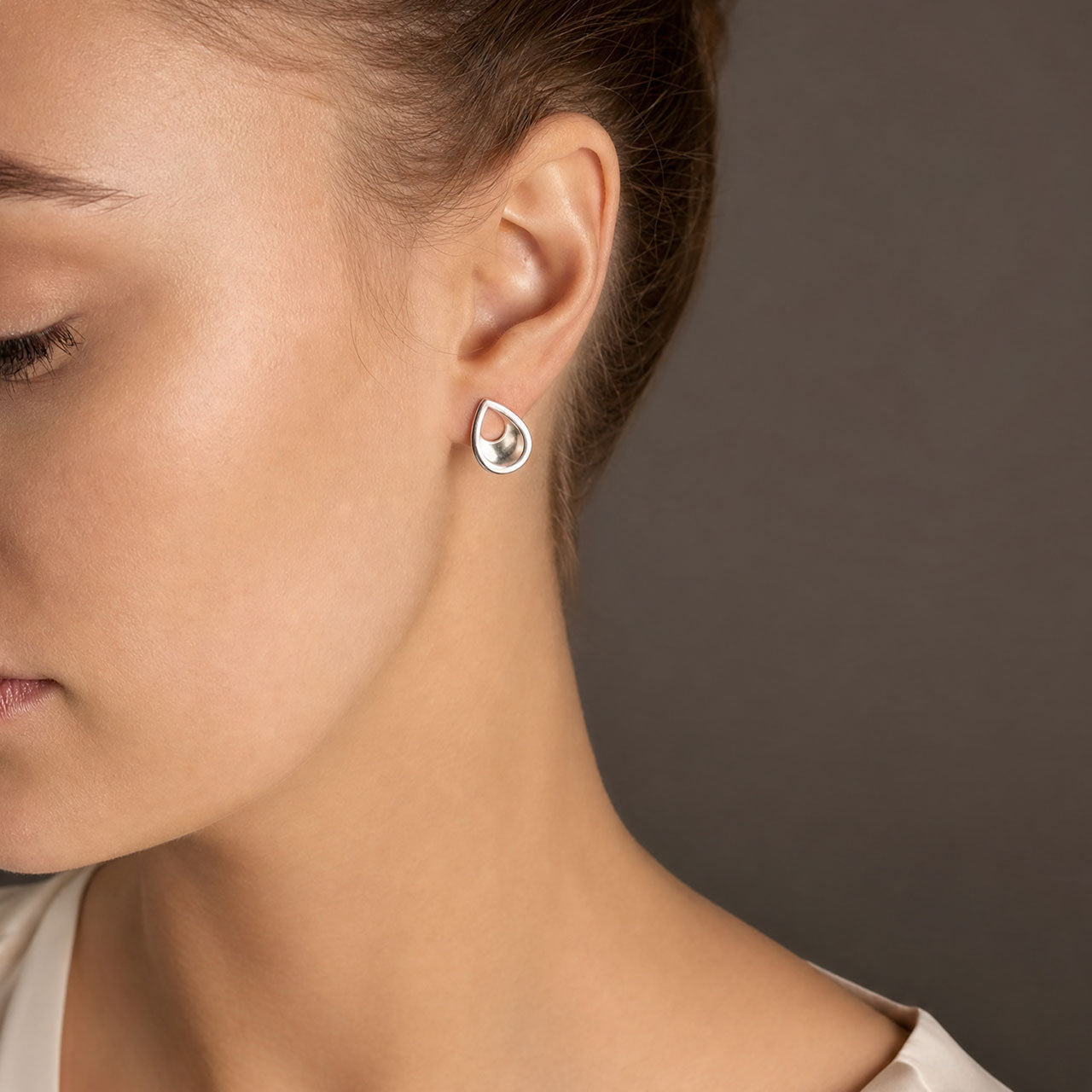 Silver Teardrop Studs