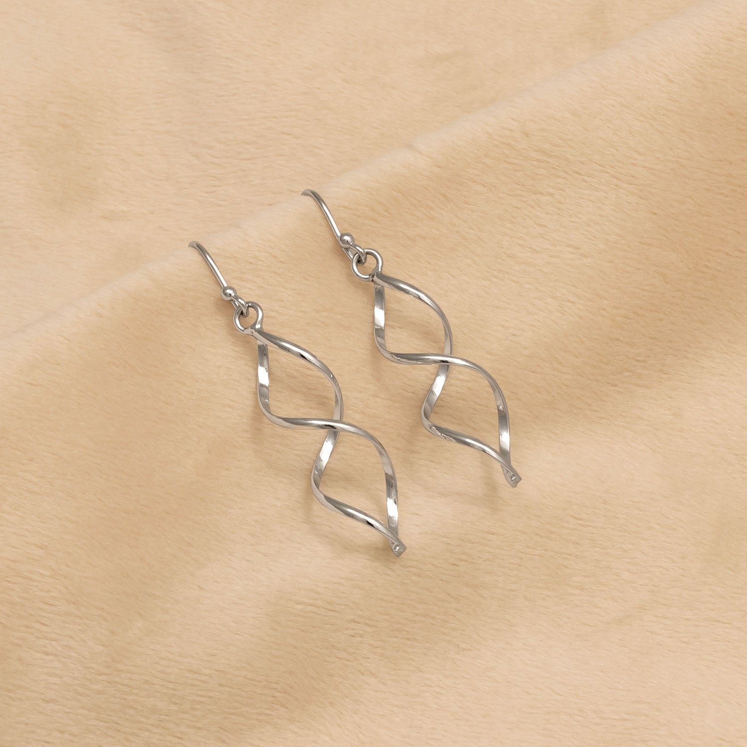 Longer Open Twist Earrings - Silver