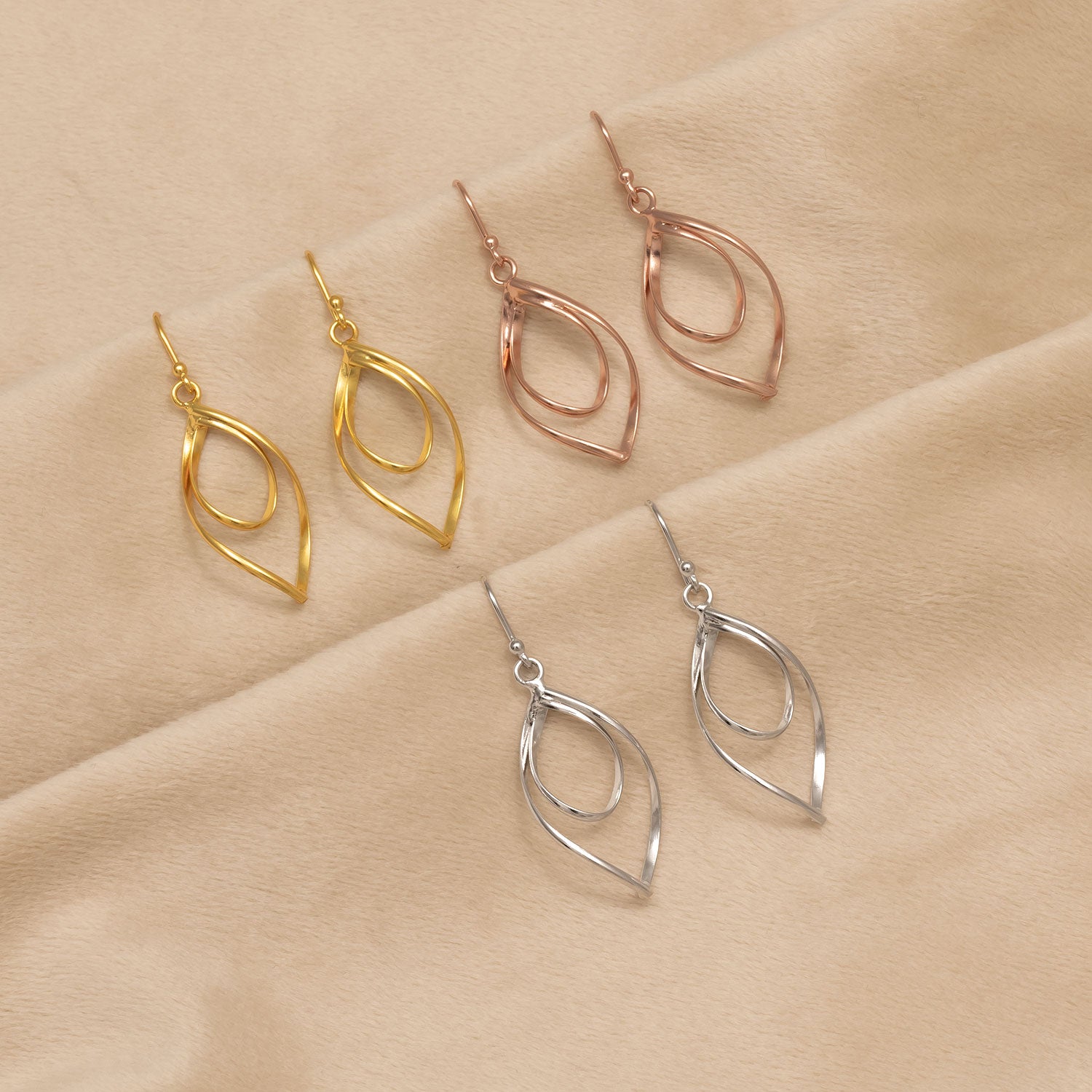 Spiral Loop Drop Earrings - Rose Gold Vermeil