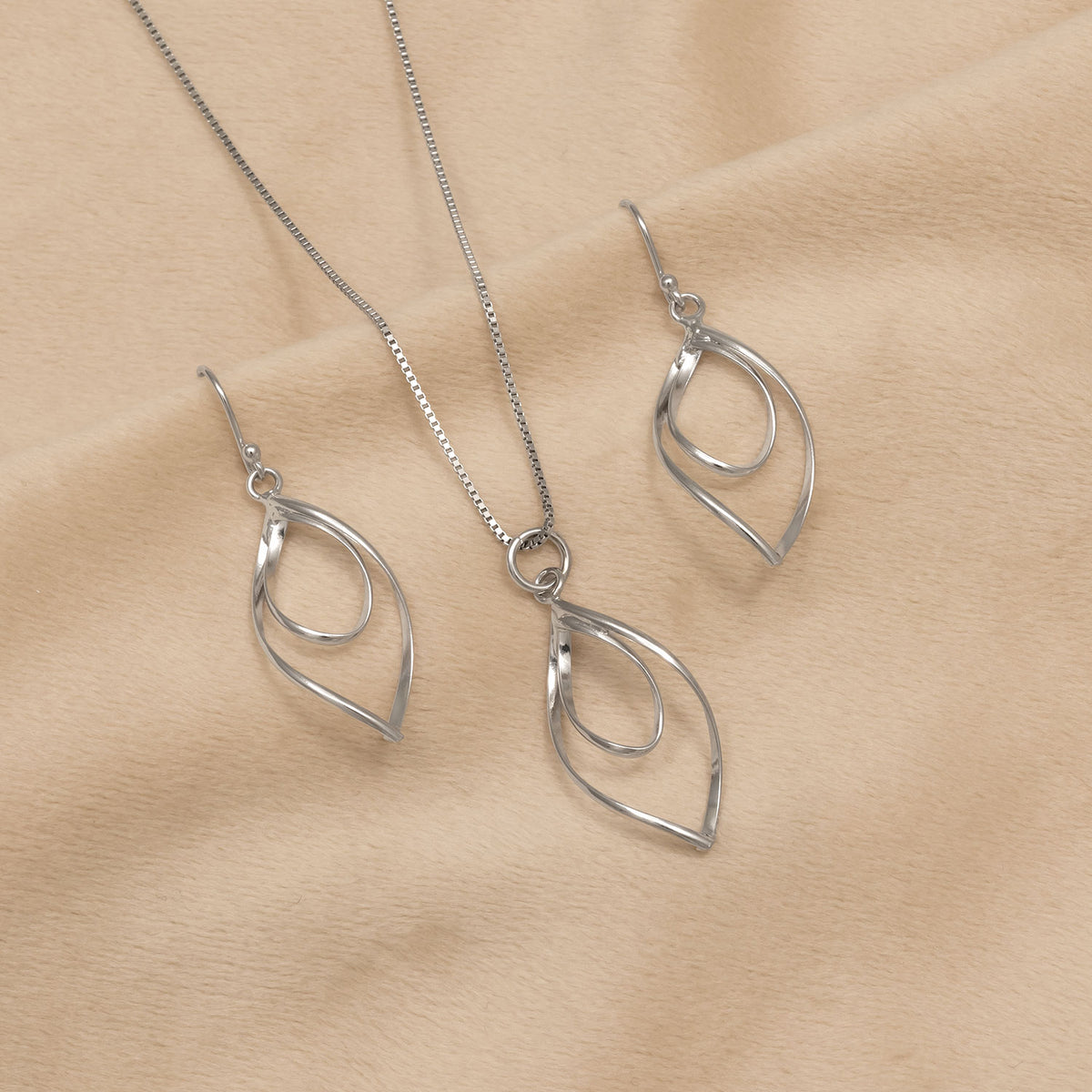 Spiral Loop Drop Earrings - Silver