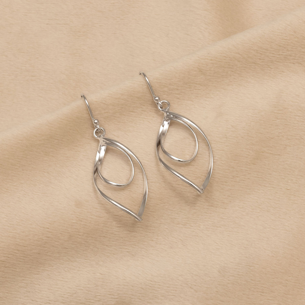 Spiral Loop Drop Earrings - Silver