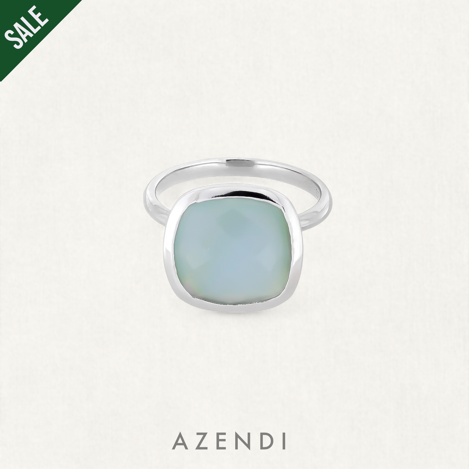 Square Aqua Chalcedony Ring