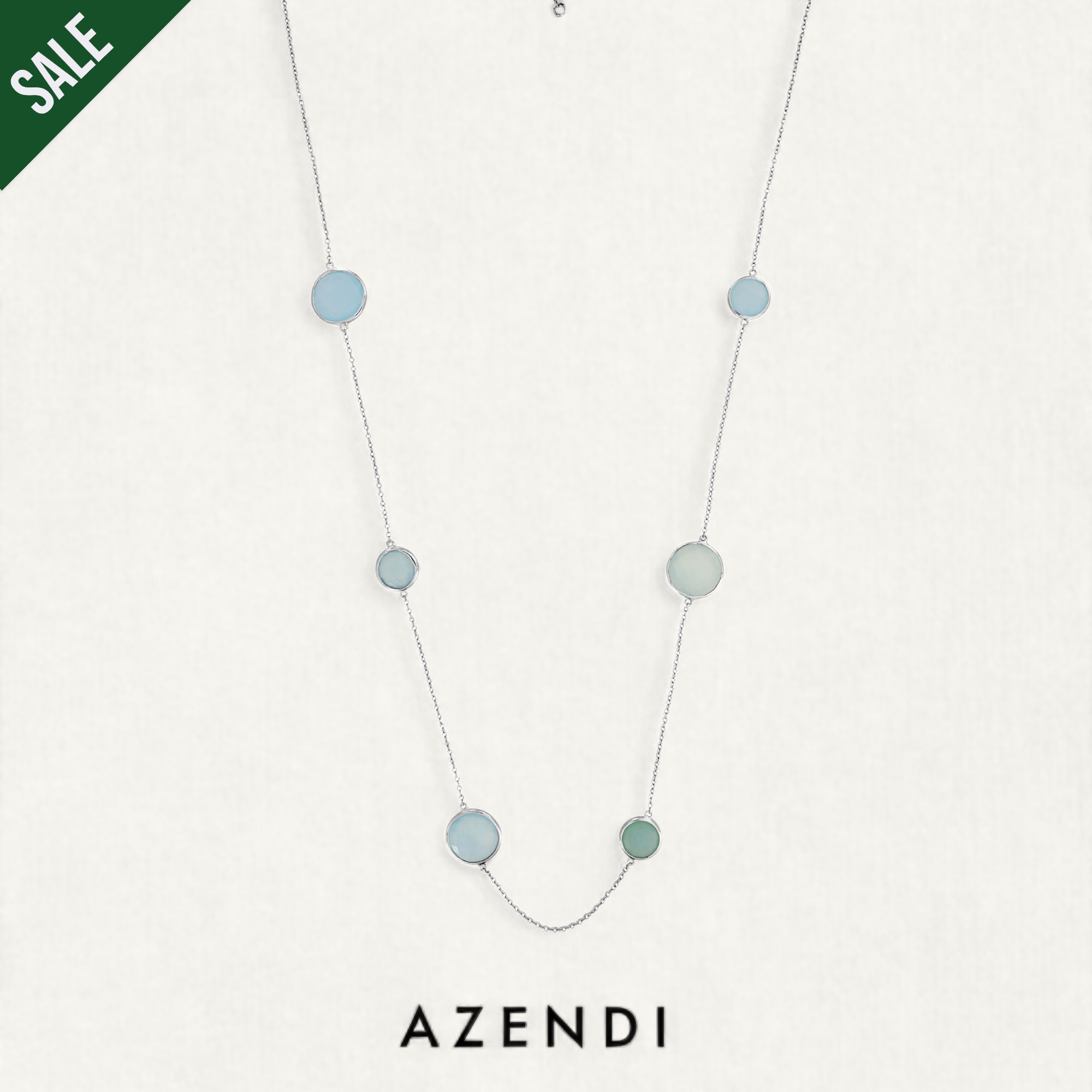 Aqua Chalcedony Long Necklace