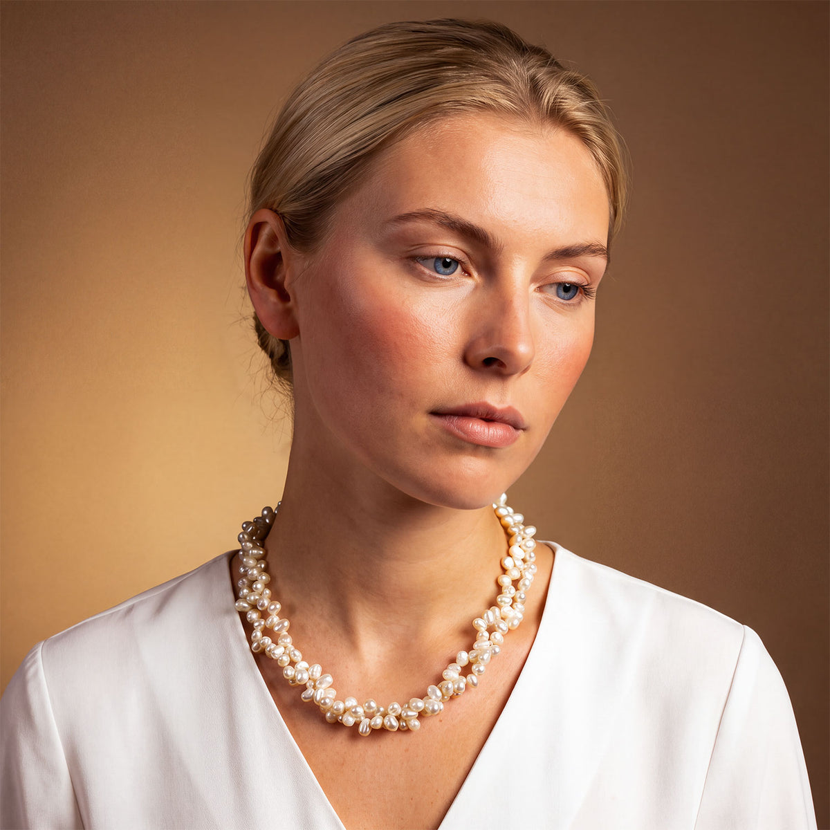 Double Strand Pearl Necklace