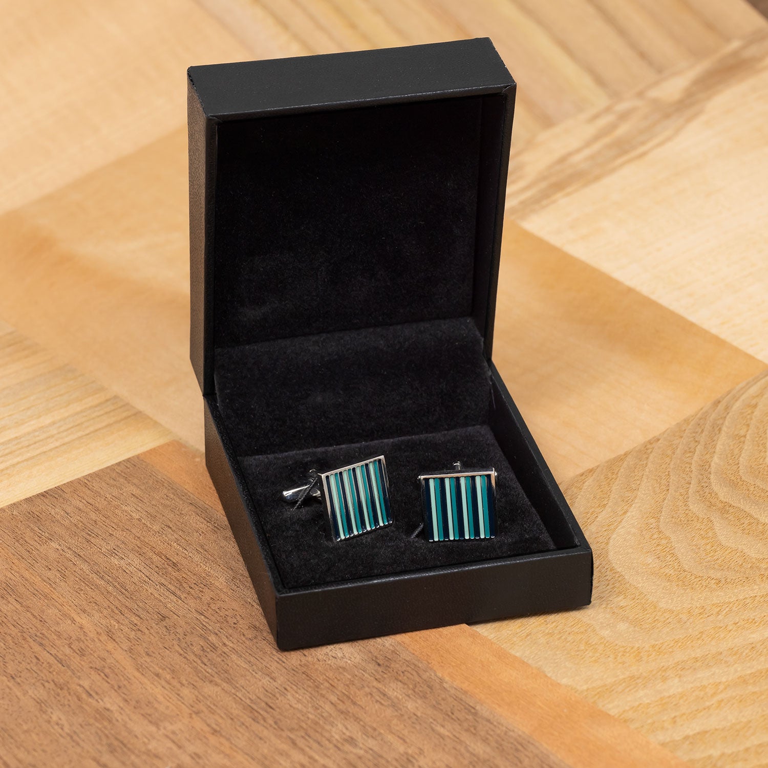 Blue Stripes Square Cufflinks
