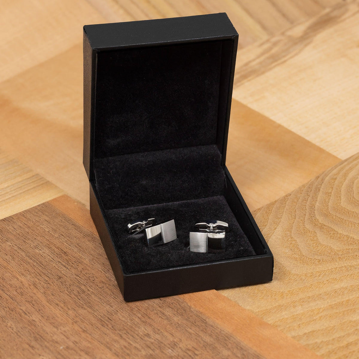 Steel Matt & Polished Rectangle Cufflinks