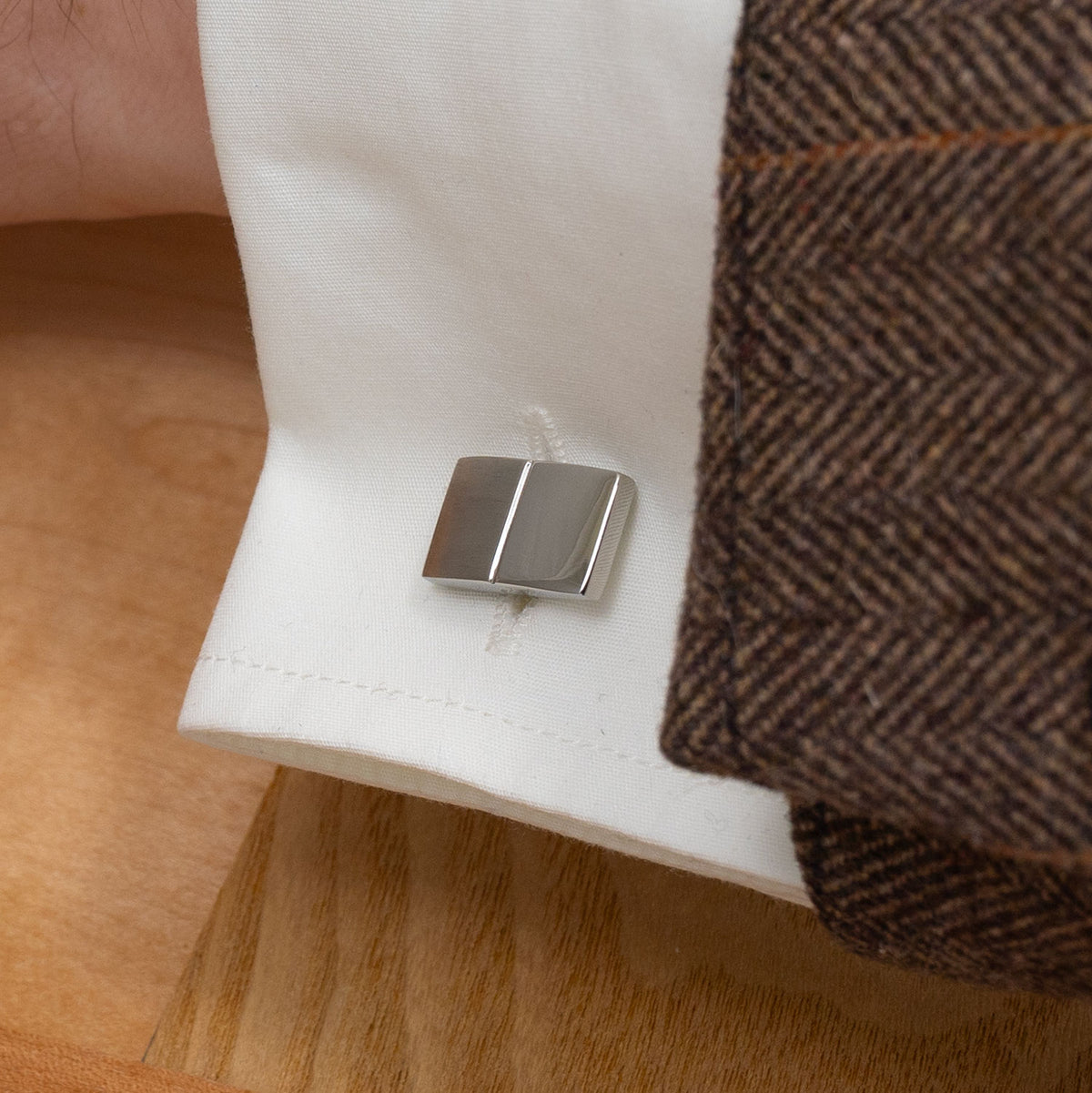 Steel Matt & Polished Rectangle Cufflinks