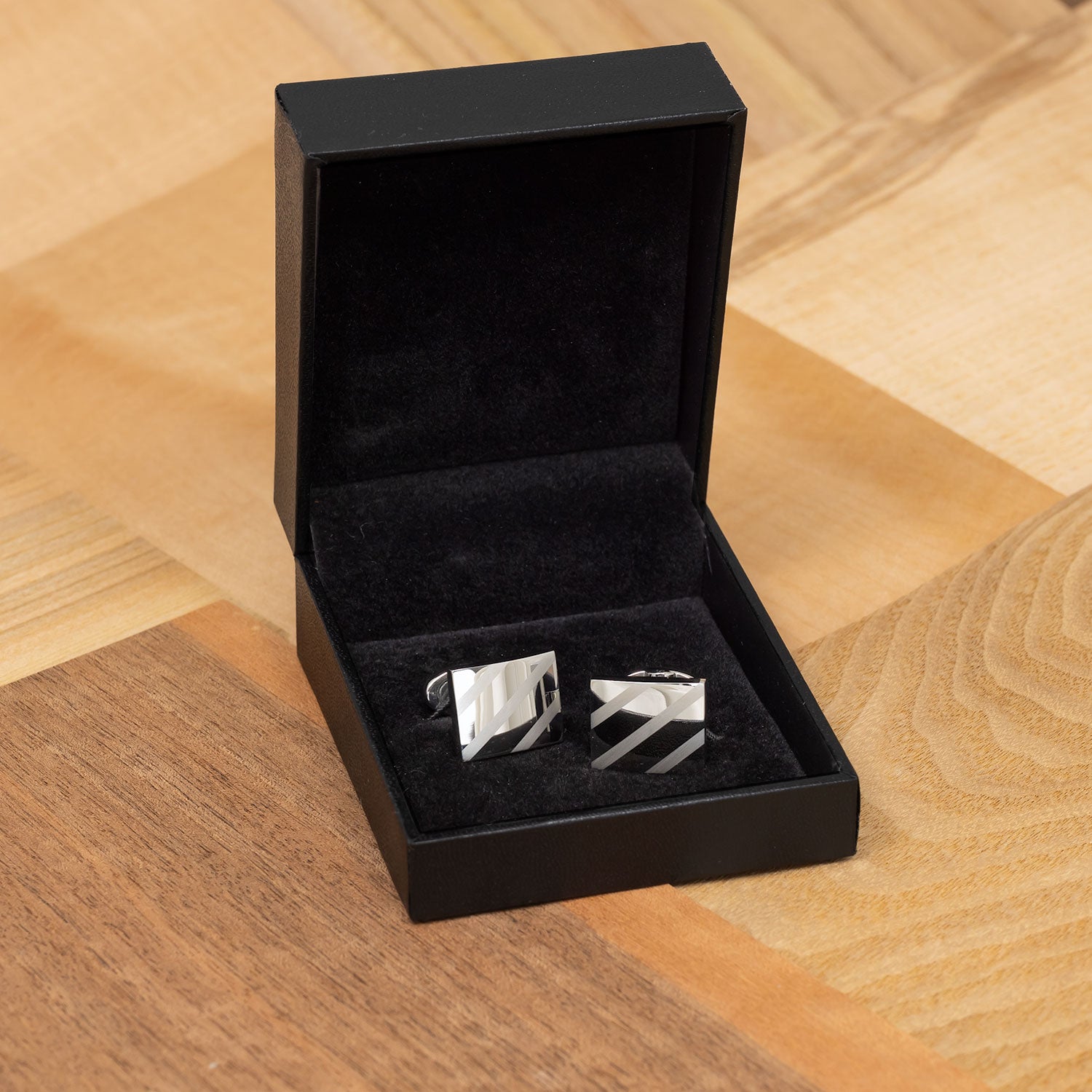 Steel Diagonal Stripes Cufflinks