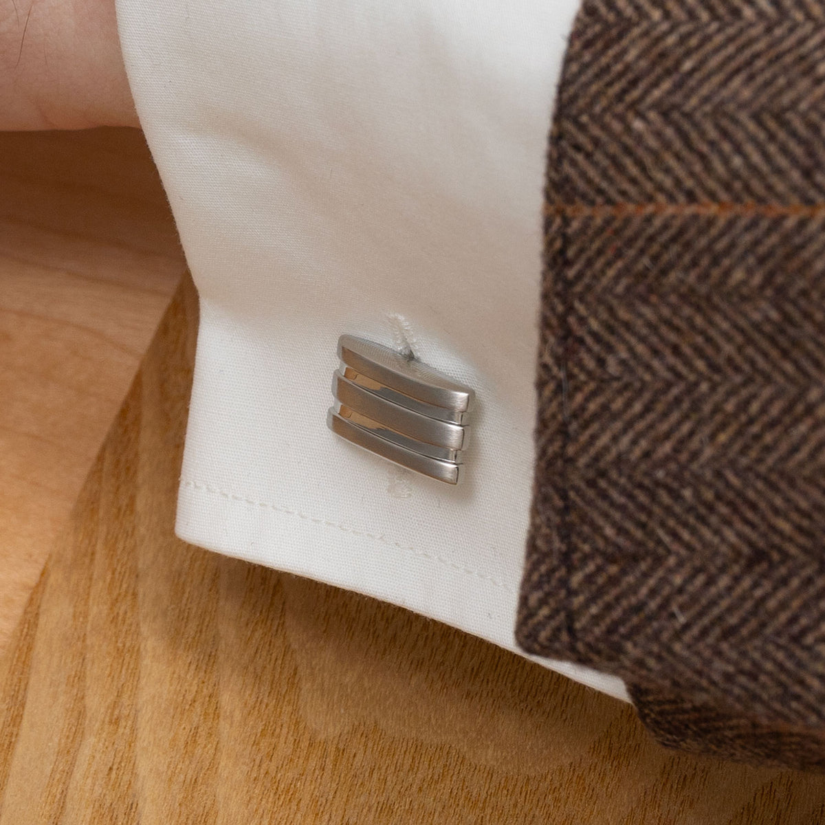 Steel Deep Grooves Cufflinks