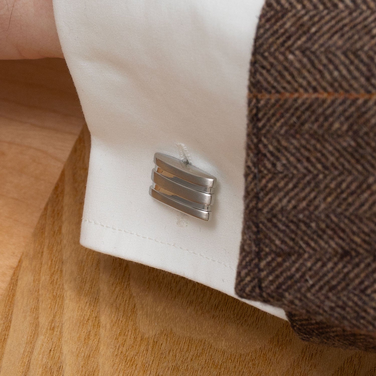 Steel Deep Grooves Cufflinks