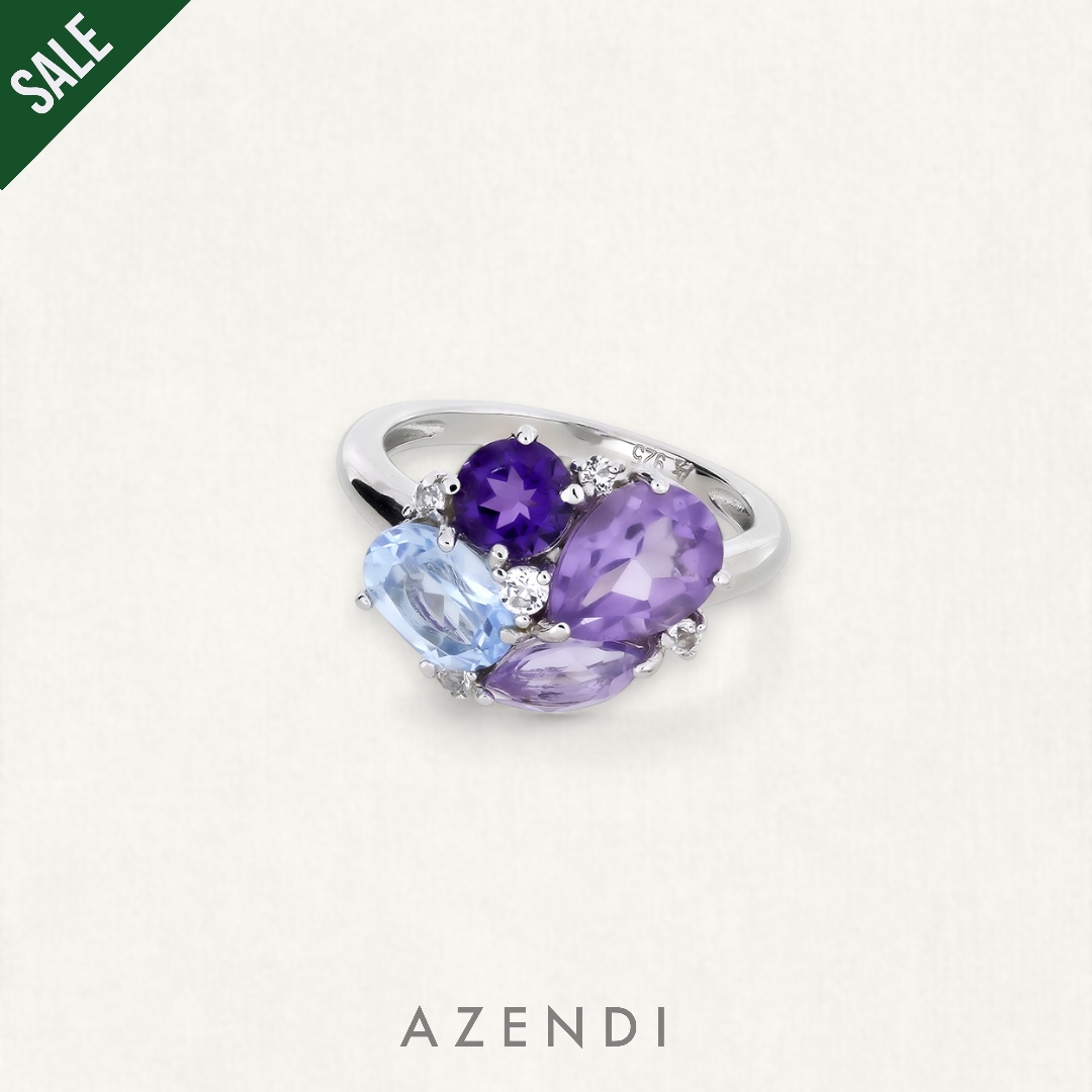 Amethyst &amp; Topaz Cluster Ring