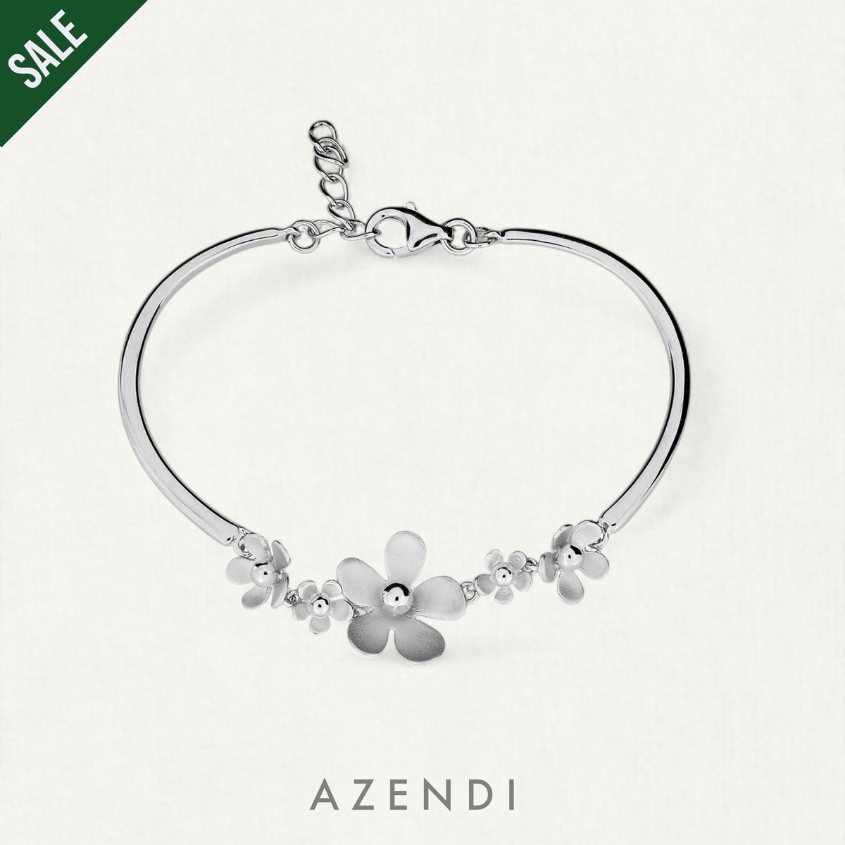 Frosted Silver Five Flower Bangle