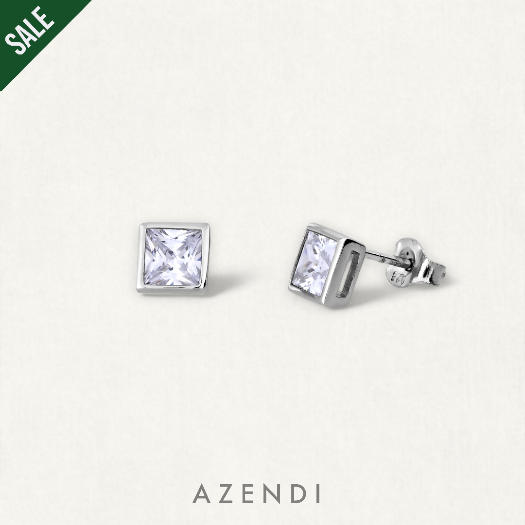 Square Princess Cut CZ Stud Earrings