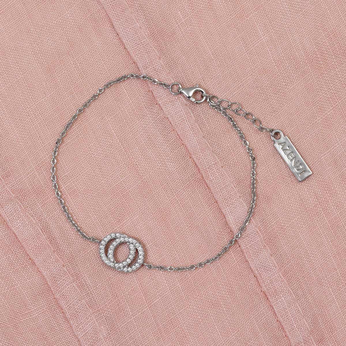 Interlocking Circles Bracelet with Cubic Zirconia