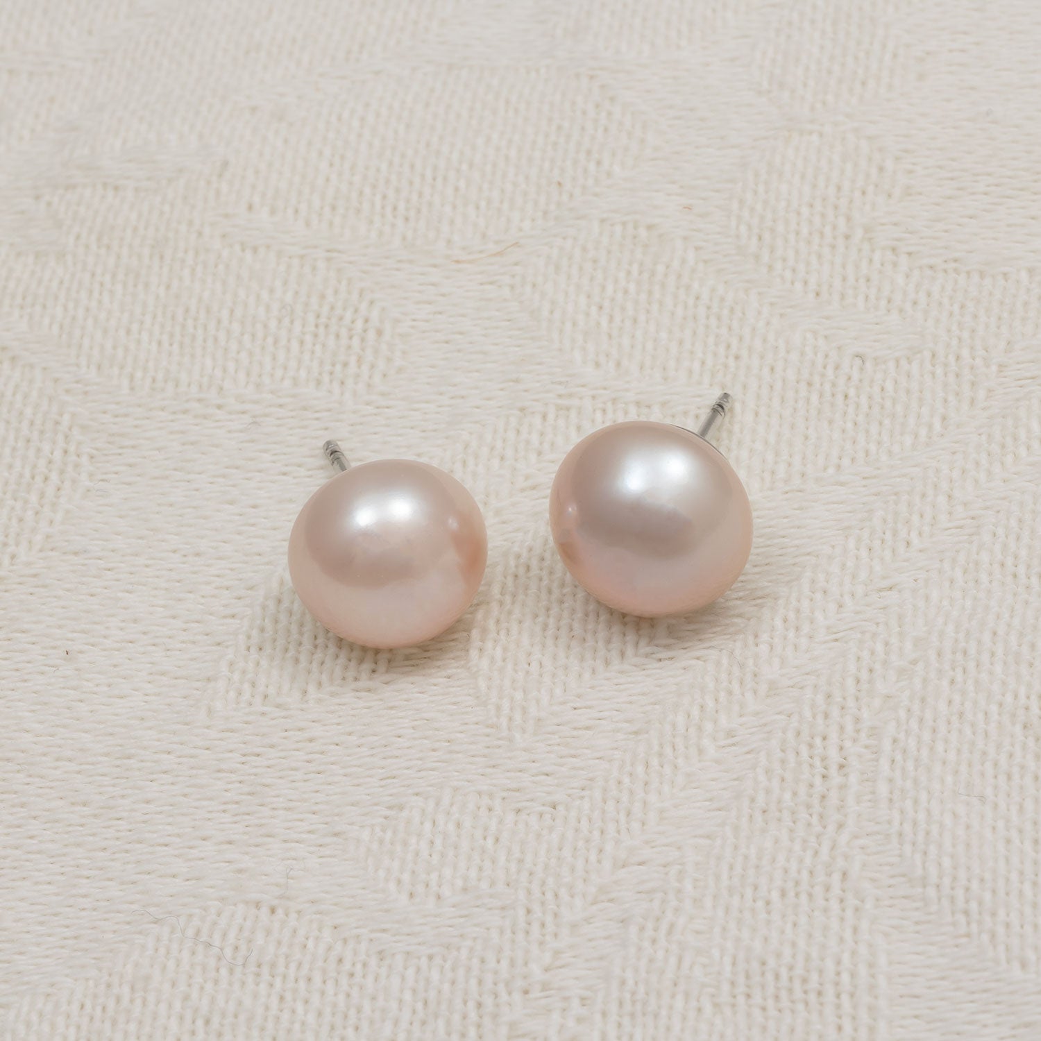 Pink Pearl Stud Earrings - 11mm
