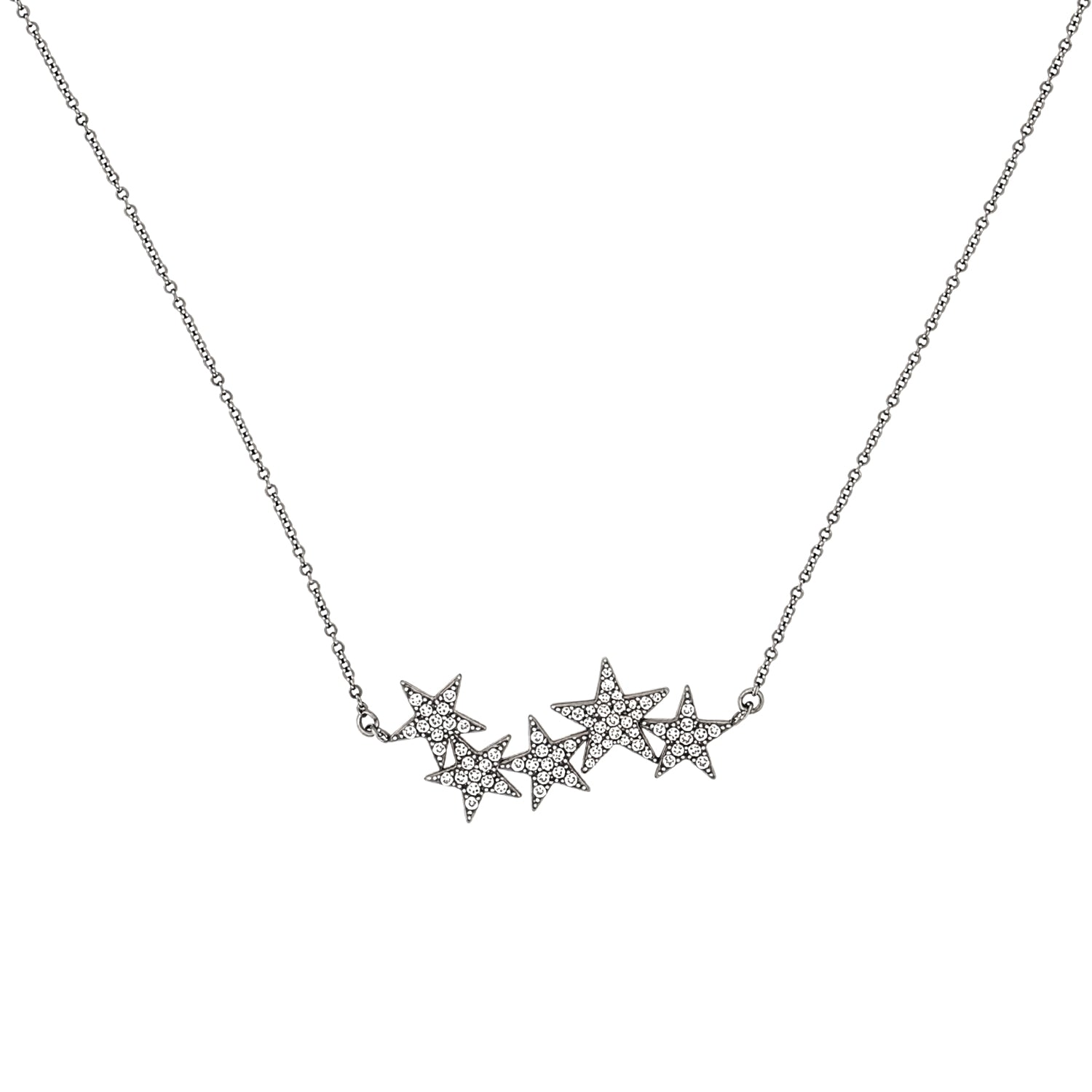 Silver & Pavé Star Cluster Necklace