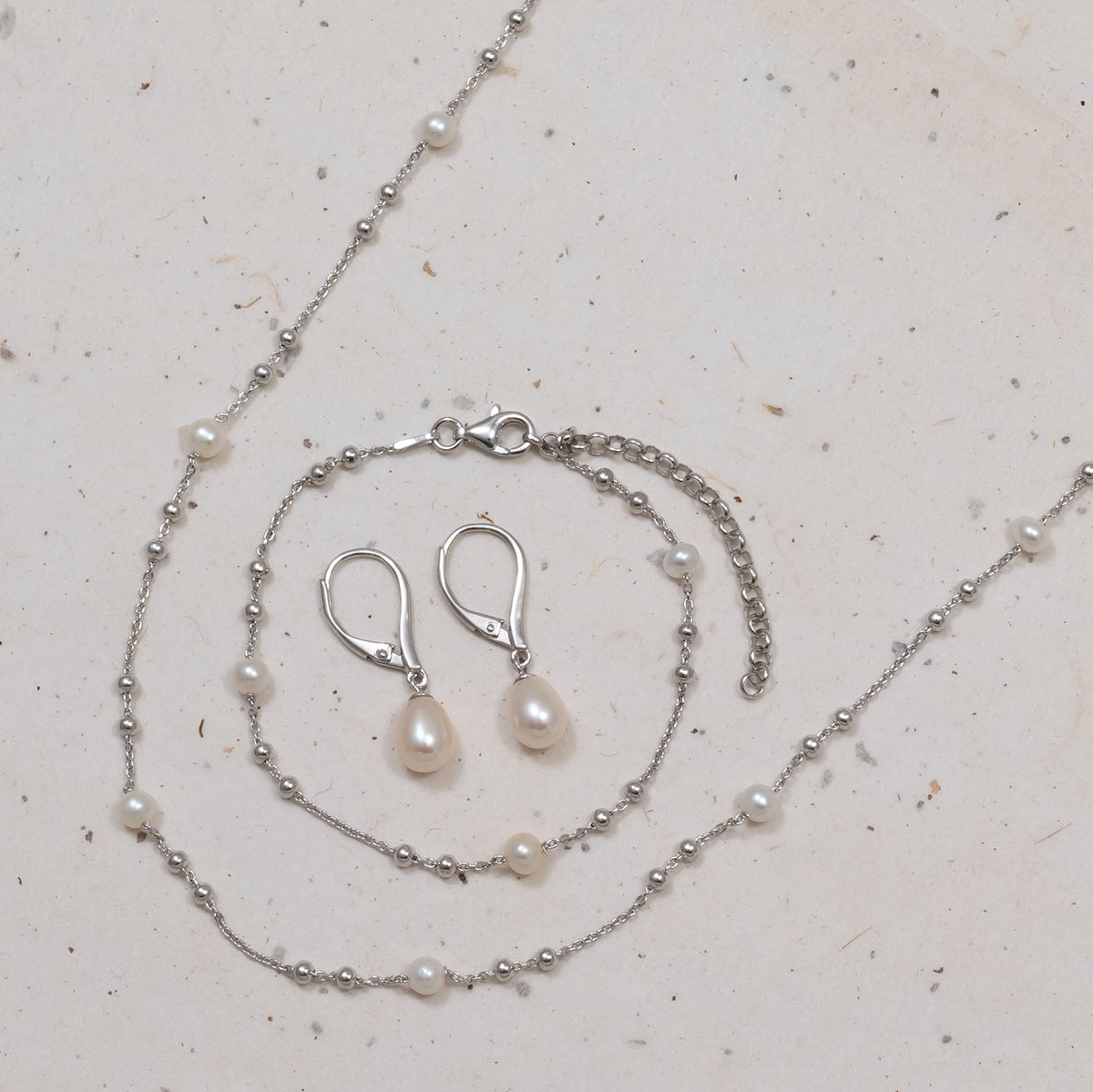 Simple Silver Teardrop Freshwater Pearl Drop Earrings