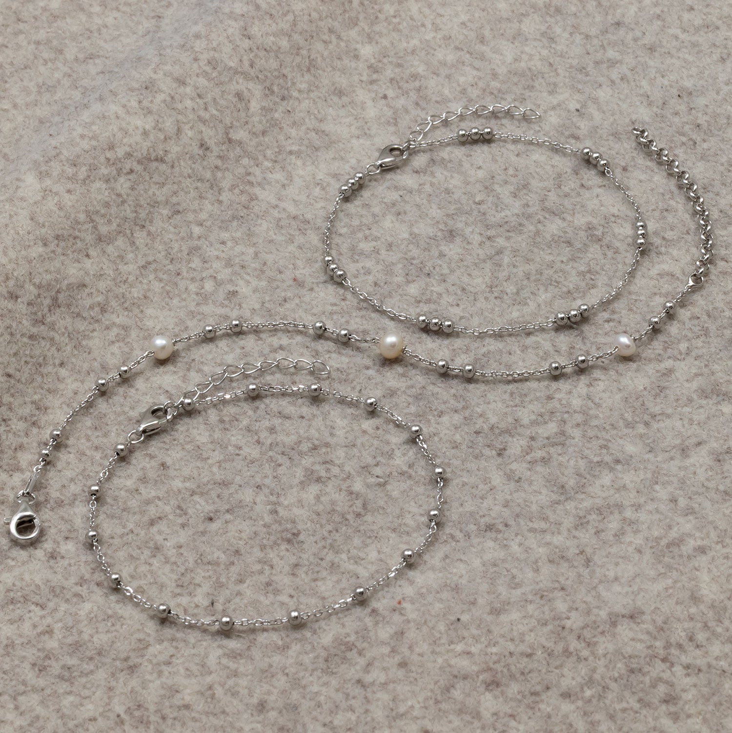 Simple Bead Chain Bracelet - Sterling Silver