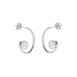 Silver & Pearl Curl Drop Earrings