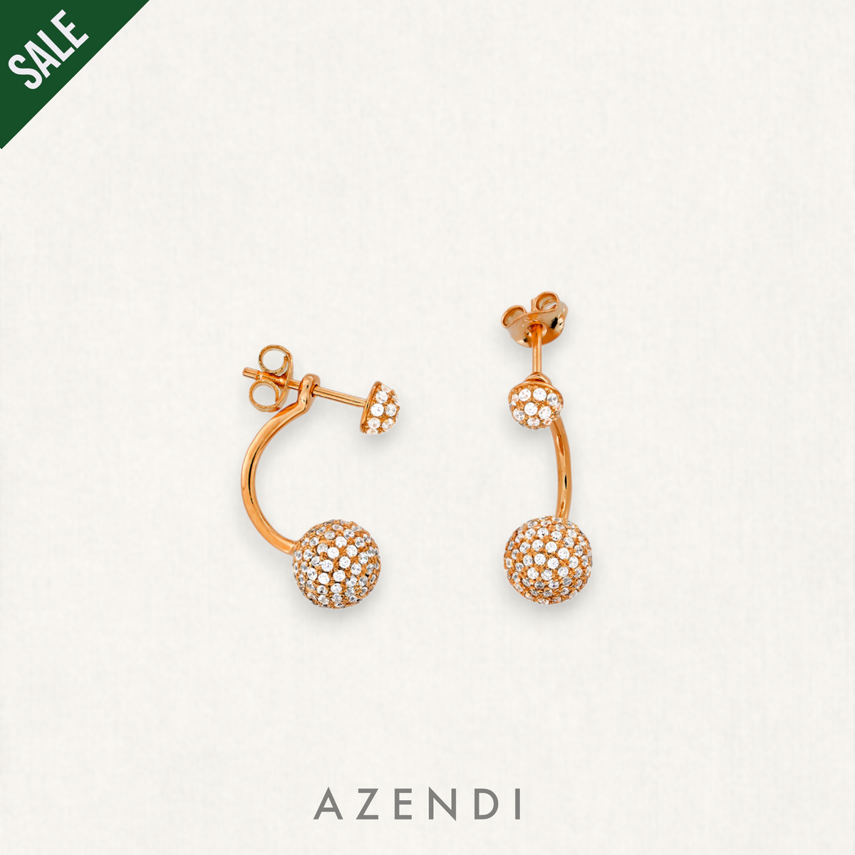 Domed Pavé Two-Way Earrings Rose Gold vermeil