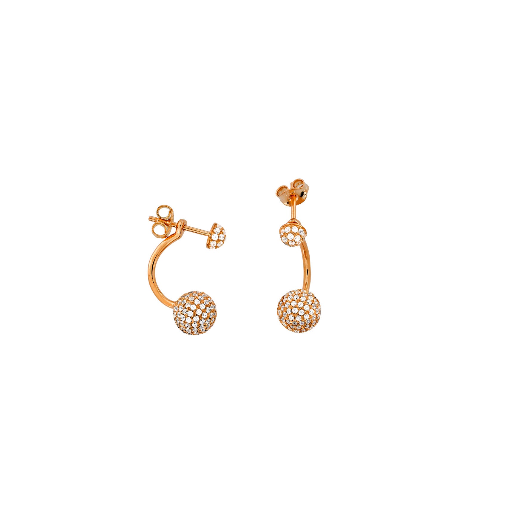 Domed Pavé Two-Way Earrings Rose Gold vermeil