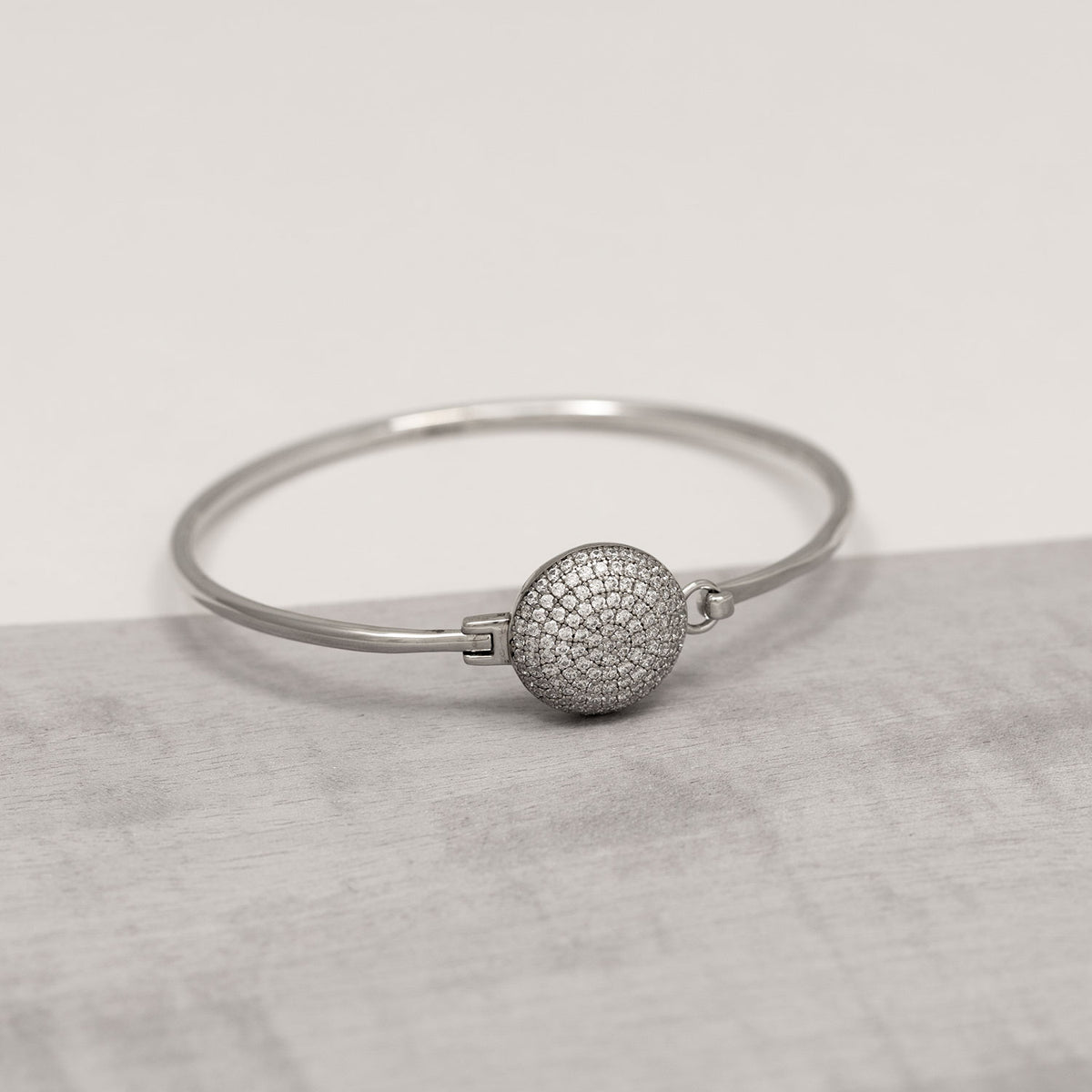 Silver Pavé Disc Bangle