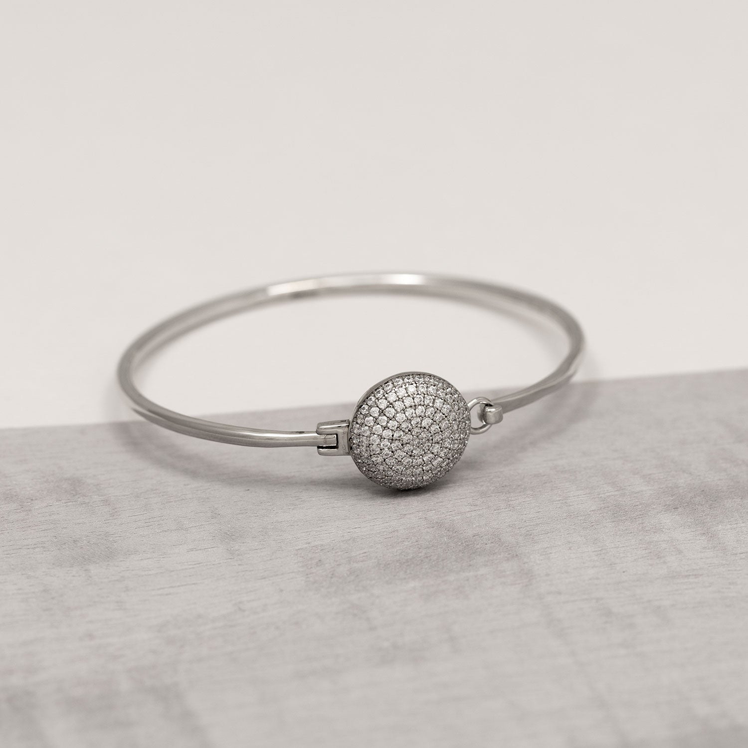 Silver Pavé Disc Bangle