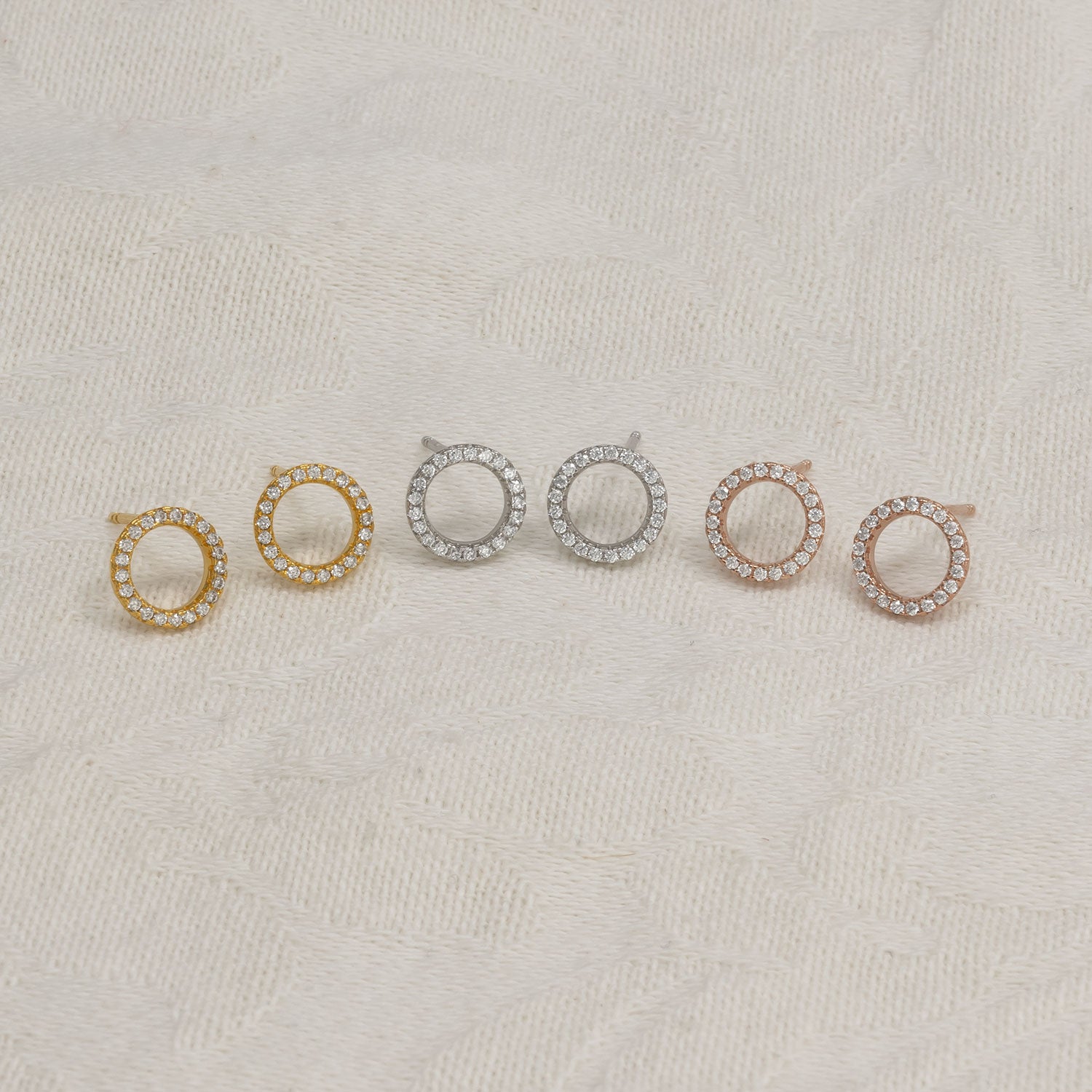 Gold Vermeil Pavé Open Circle Stud Earring