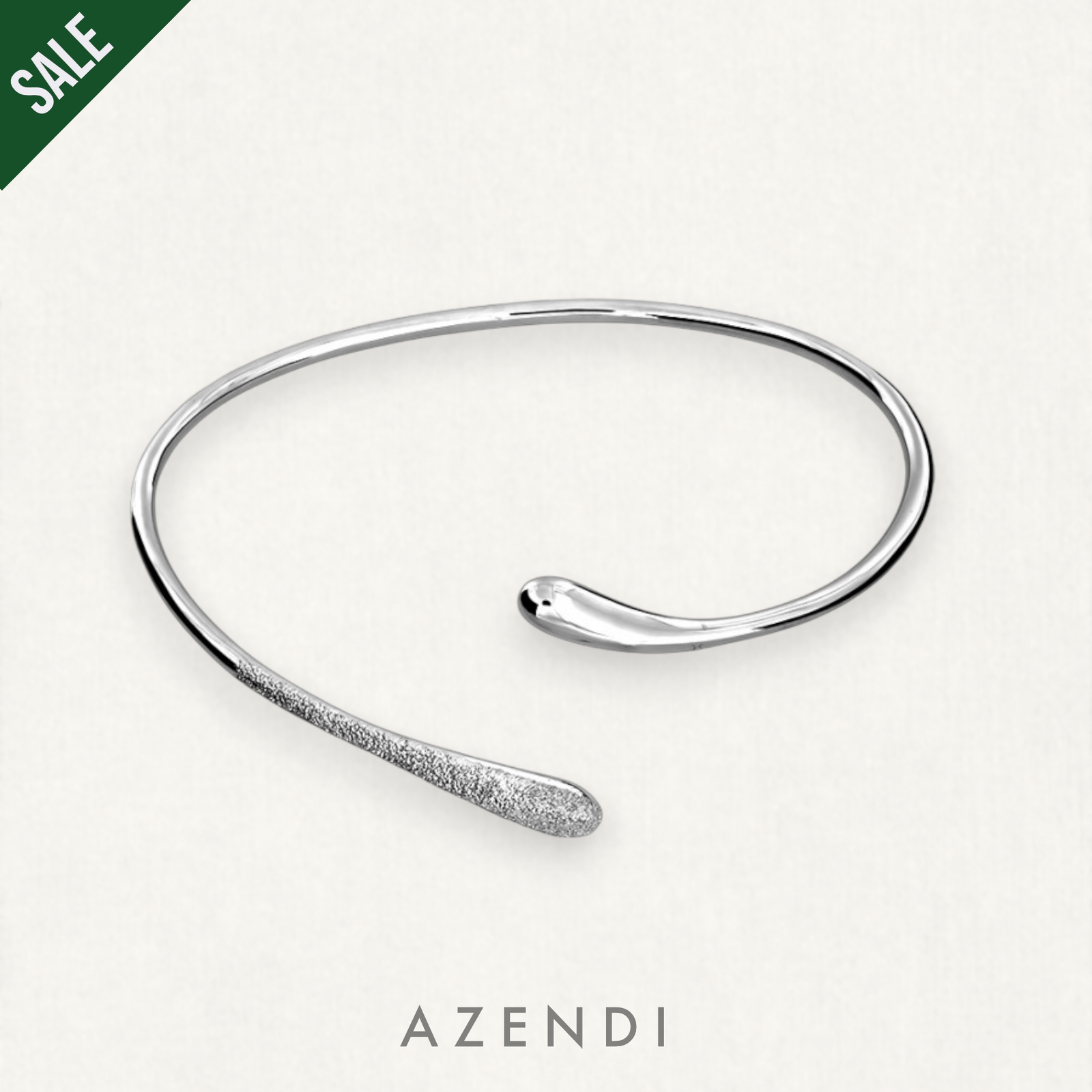 Silver Diamond-etched Teardrops Cuff