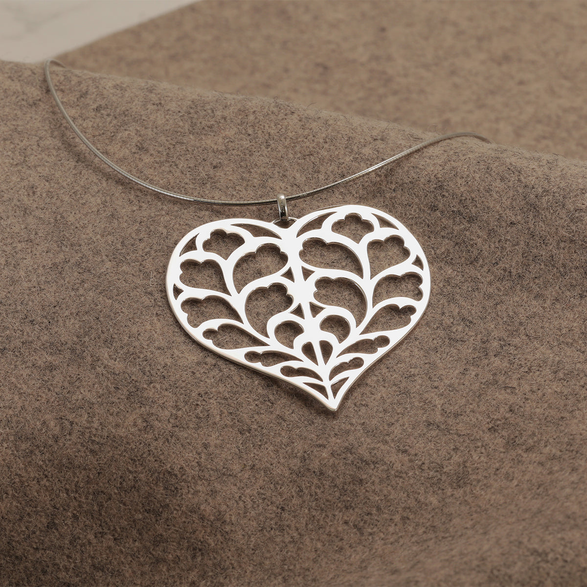 Silver Heart of Yorkshire Pendant on Collar