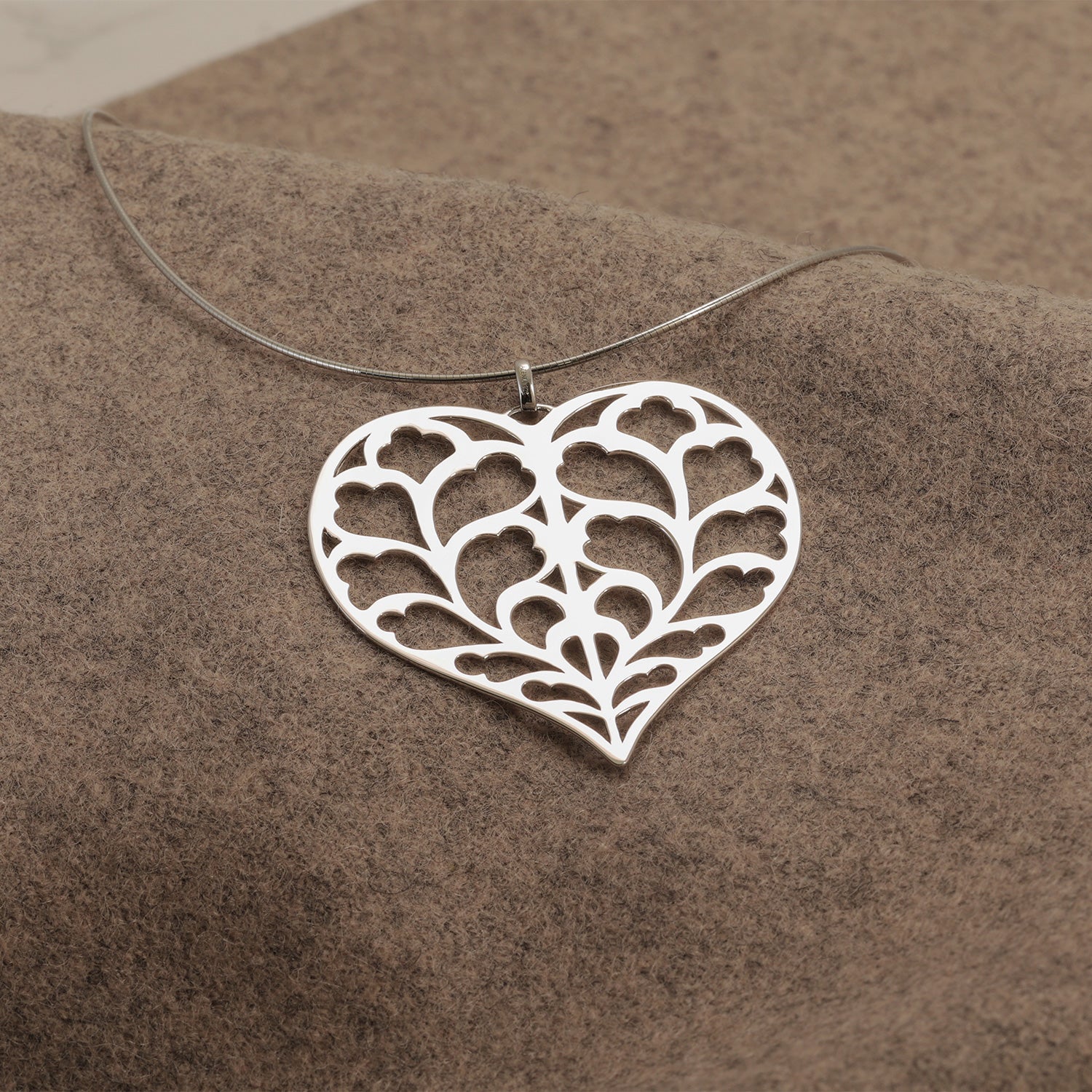 Silver Heart of Yorkshire Pendant on Collar