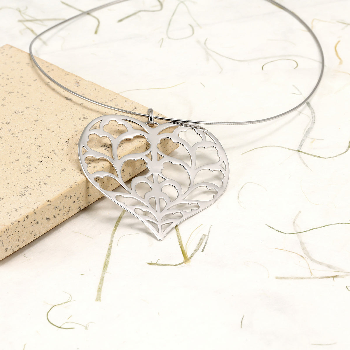 Silver Heart of Yorkshire Pendant on Collar