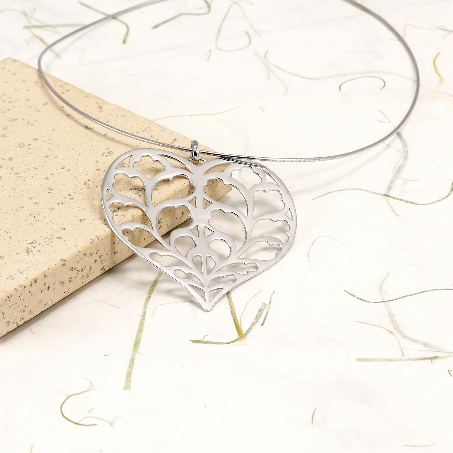 Silver Heart of Yorkshire Pendant on Collar