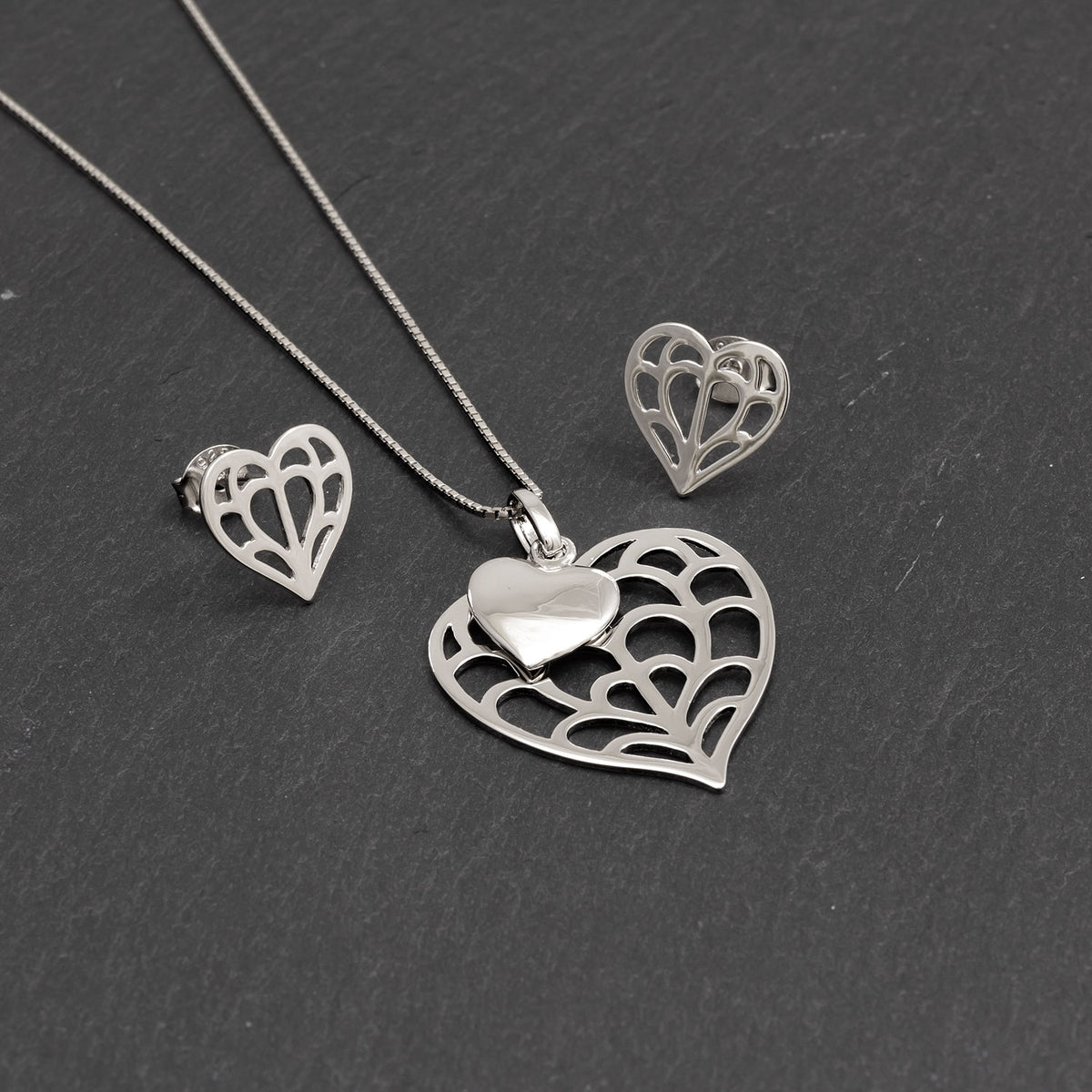 Silver Cut-Out Heart of Yorkshire Studs