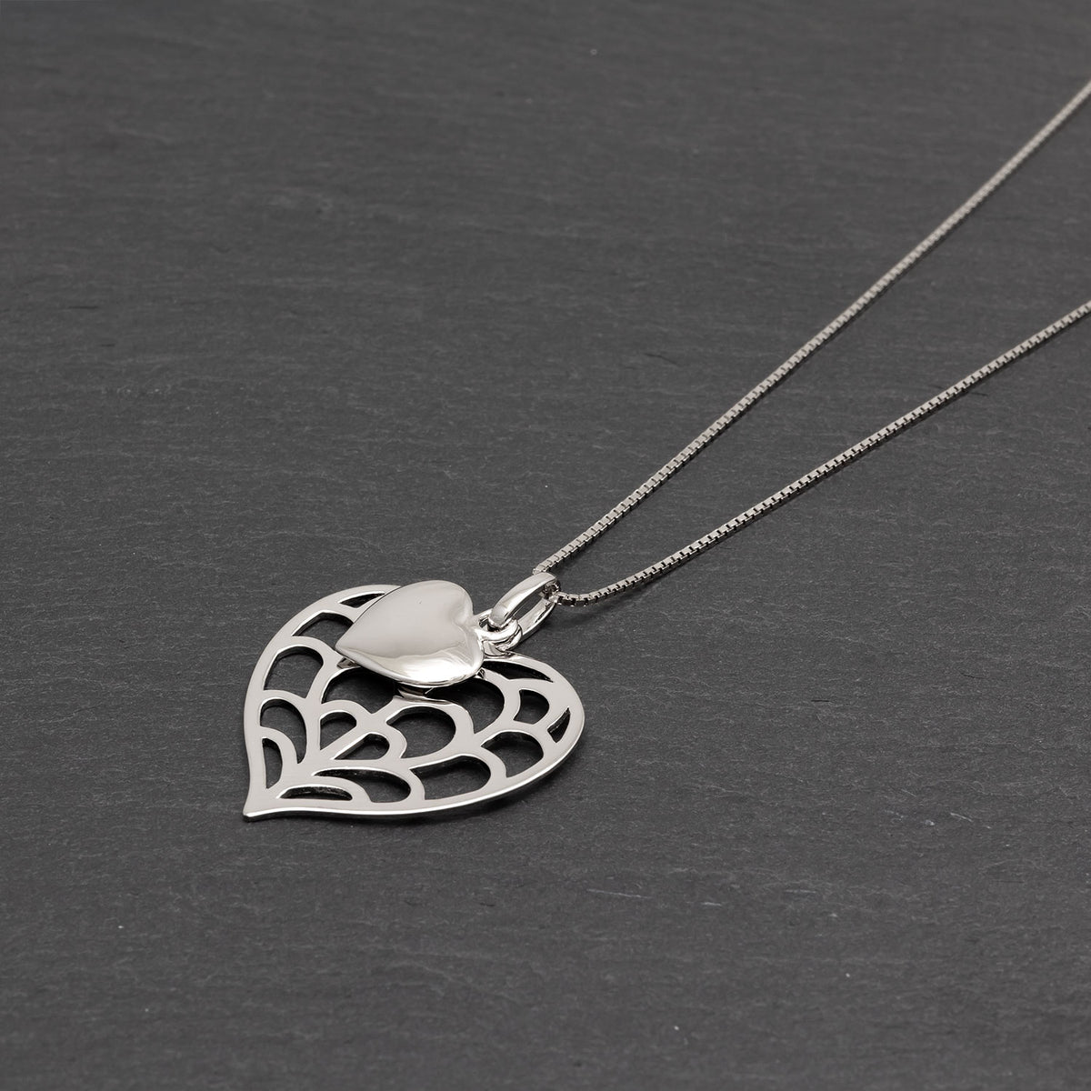 Silver Heart of Yorkshire Simple Double Heart Pendant