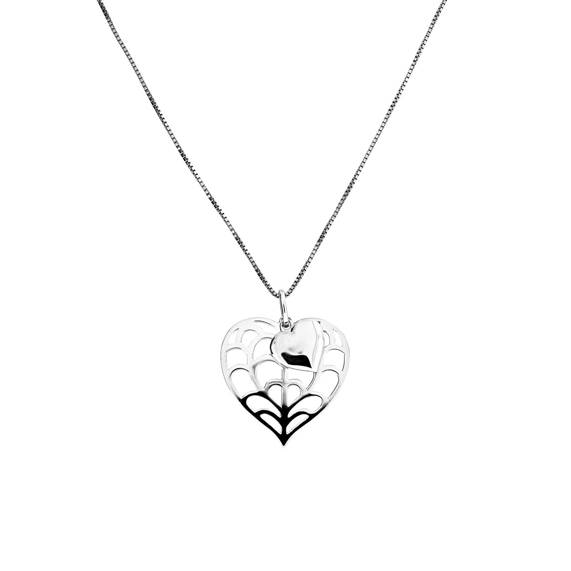 Silver Heart of Yorkshire Simple Double Heart Pendant