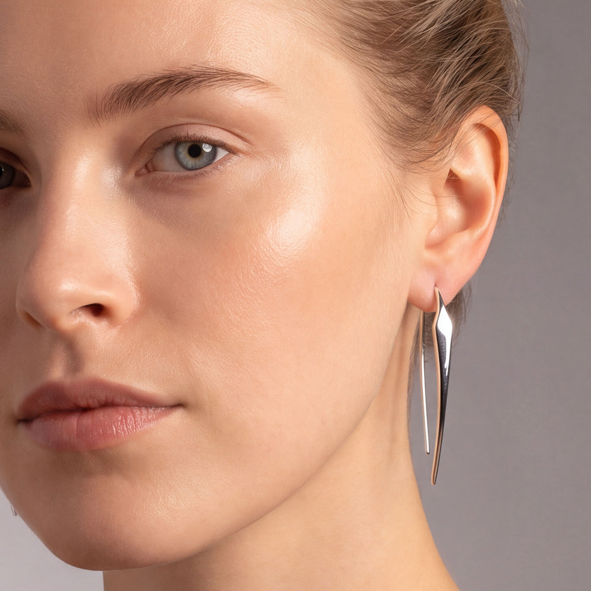 Silver Spear Hook Through Earrings