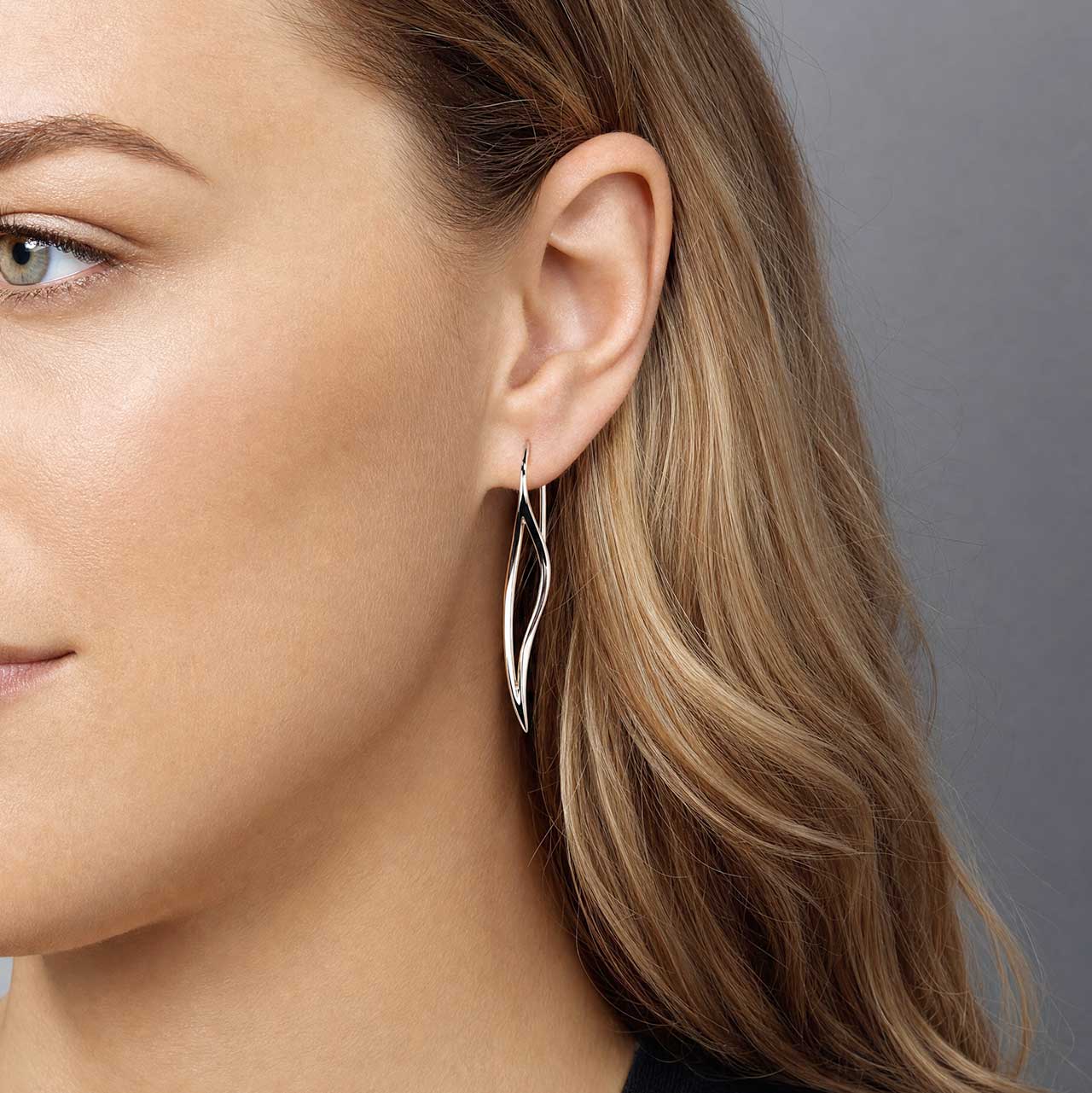 Silver Wave Hook through Earrings