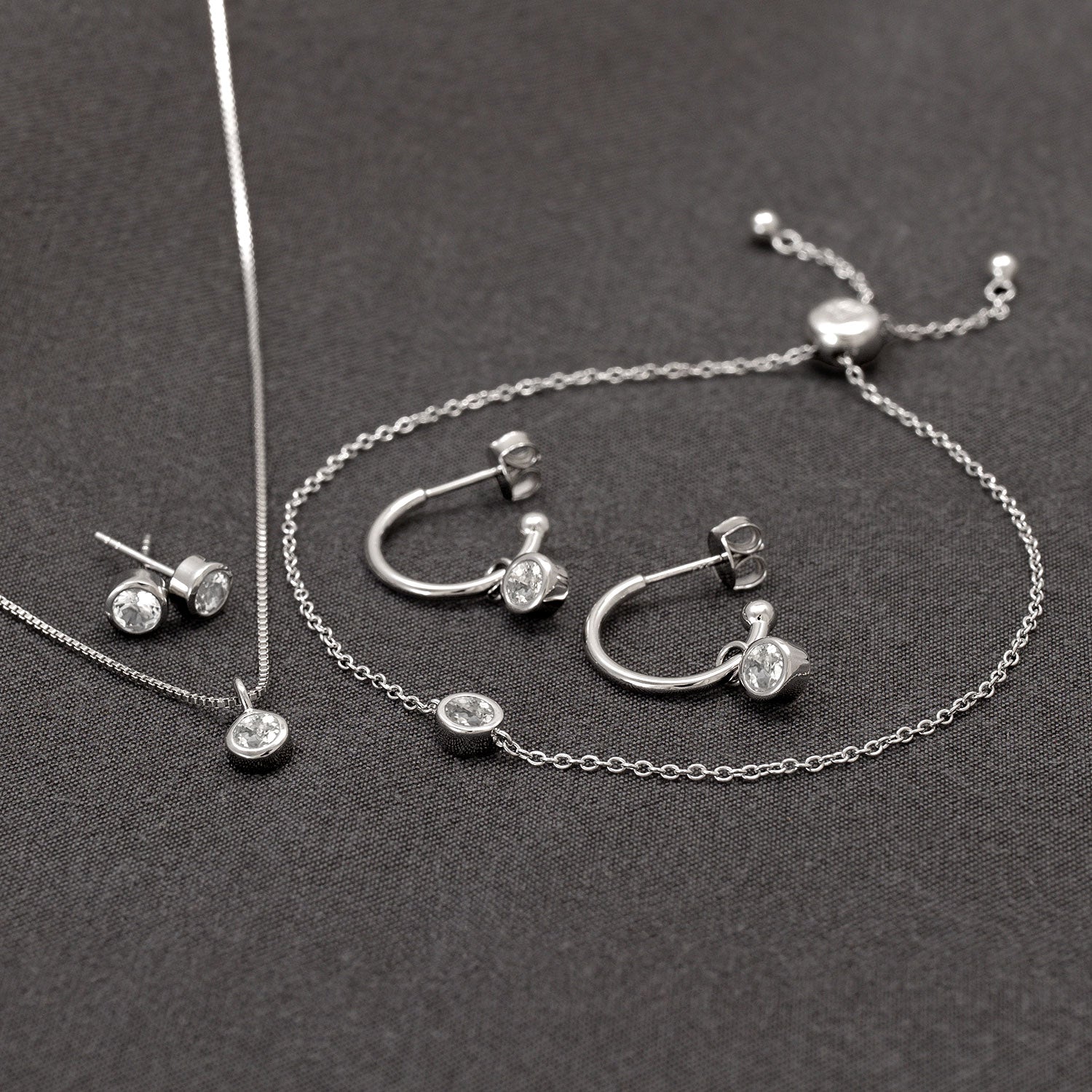 April Birthstone Hoop Earrings - White Topaz