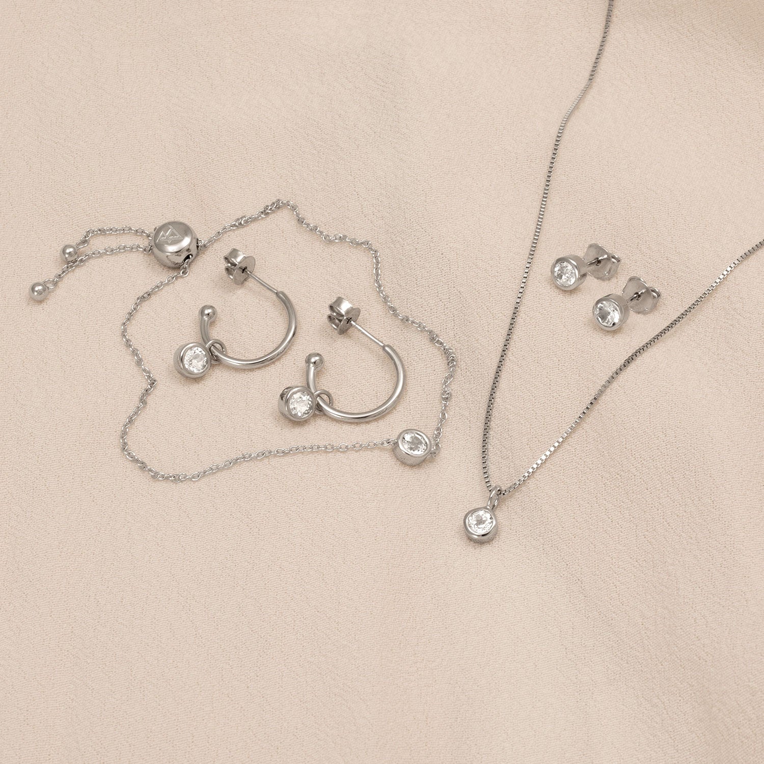 April Birthstone Hoop Earrings - White Topaz