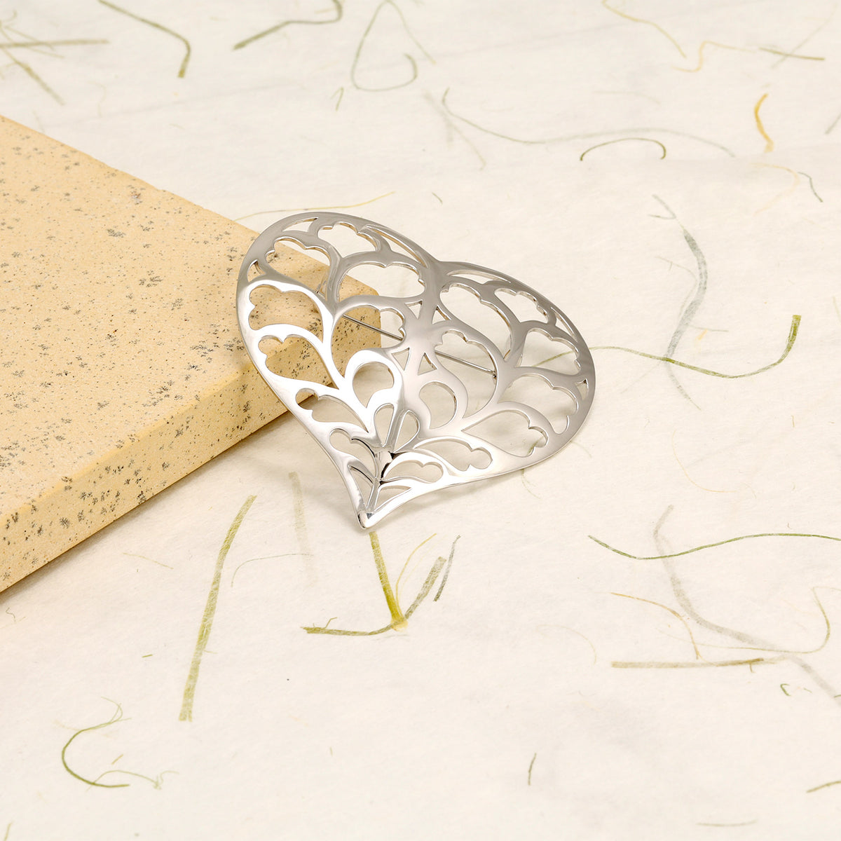 Silver Heart of Yorkshire Brooch - Large