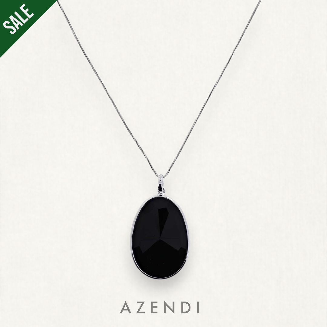 Black Agate &amp; Silver Pendant