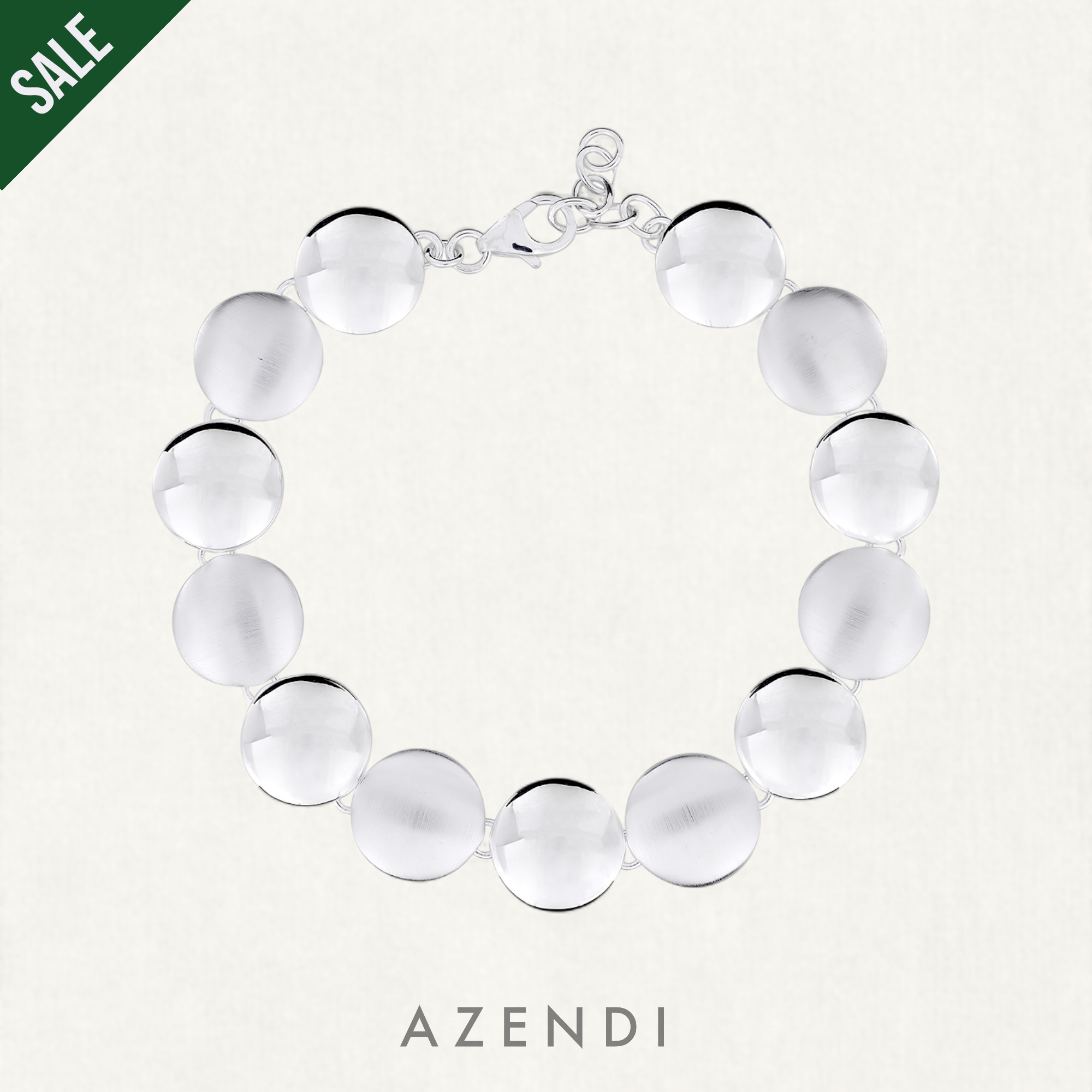 Silver Satin & Polished Button Bracelet