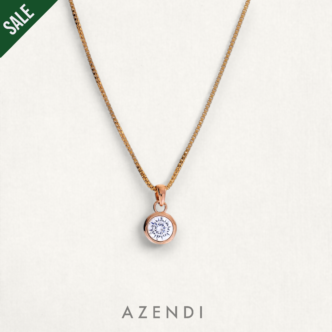 Rose Gold Vermeil Brilliant Cut Cubic Zirconia Pendant with Rub-over Setting