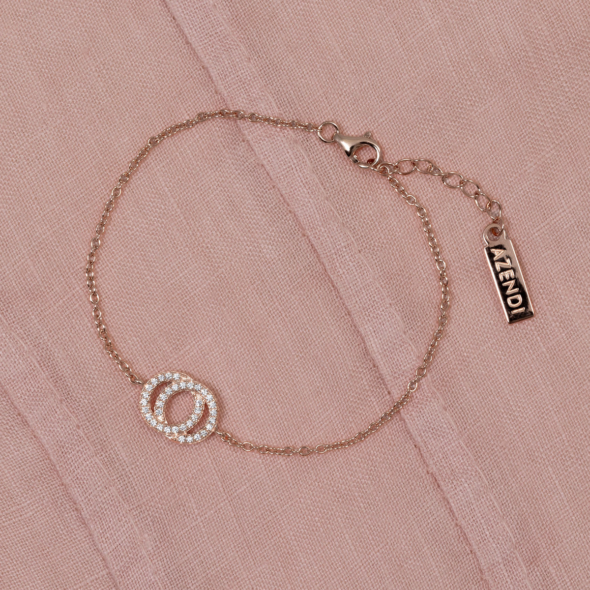 Rose Gold Vermeil and Cubic Zirconia Interlocking Circles Bracelet