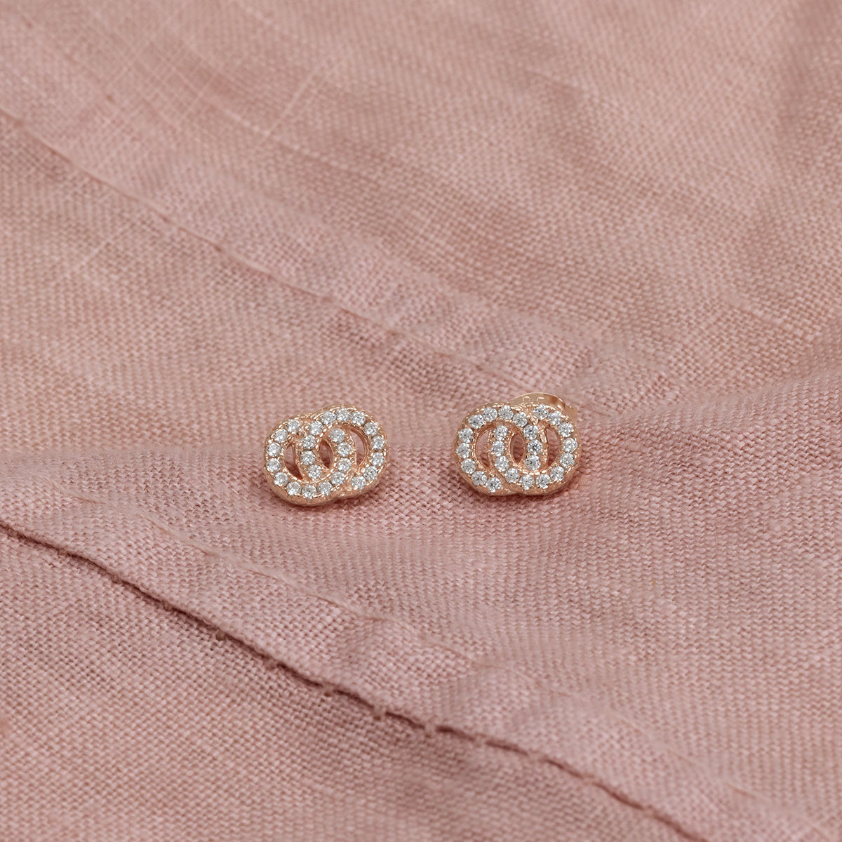 Rose Gold Vermeil Interlocking Circles Studs