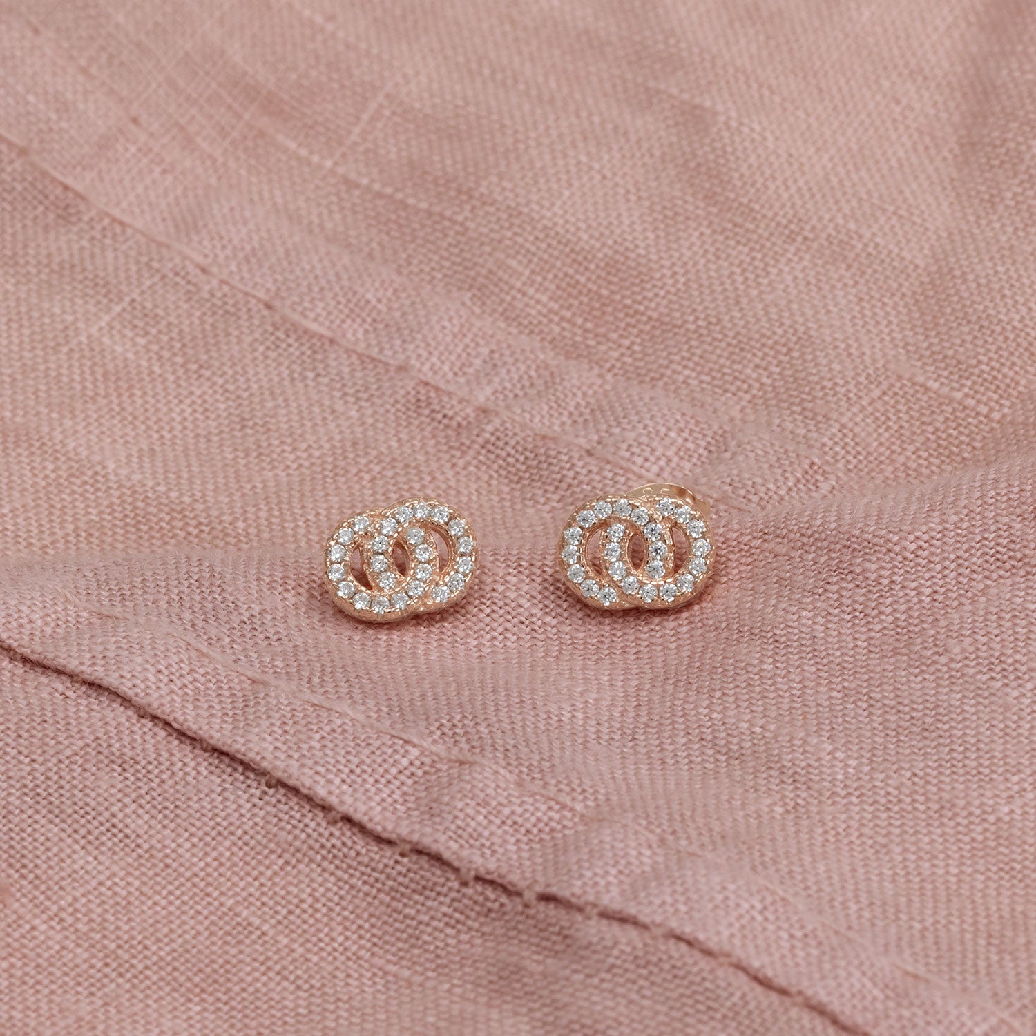 Rose Gold Vermeil Interlocking Circles Studs