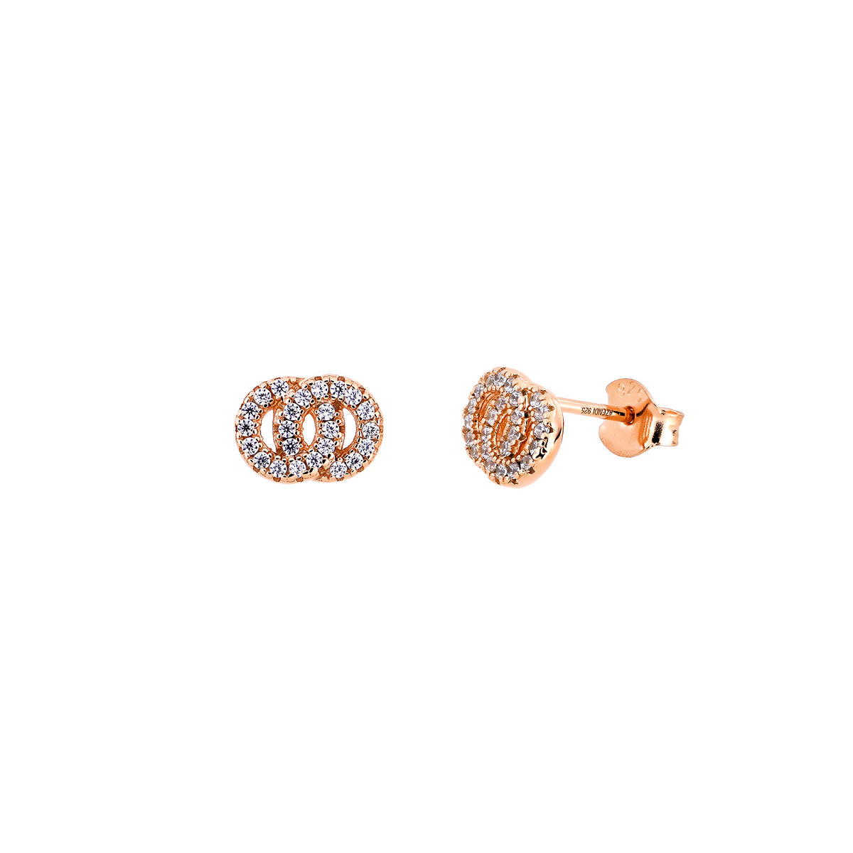 Rose Gold Vermeil Interlocking Circles Studs