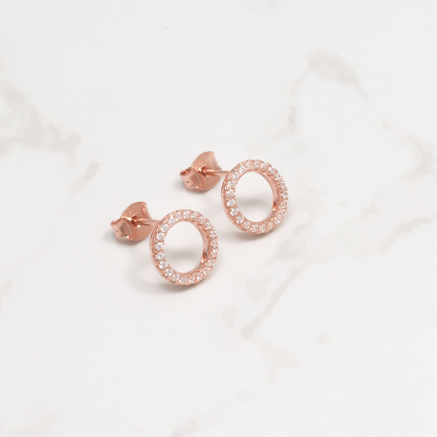 Rose Gold Vermeil Pavé Open Circle Stud Earring